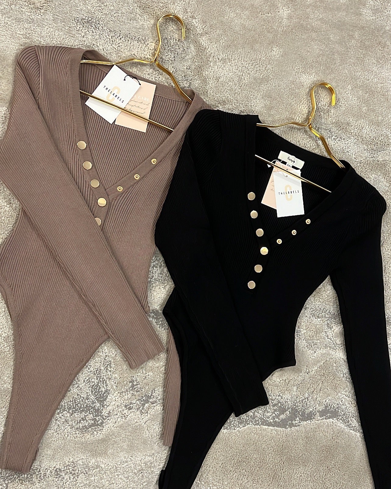 POLLIE Premium Knit Longsleeve Bodysuit Black