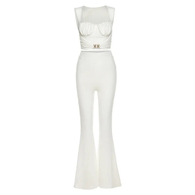 CHERISE Gold Detail Textured Knit Two Piece Lounge Set