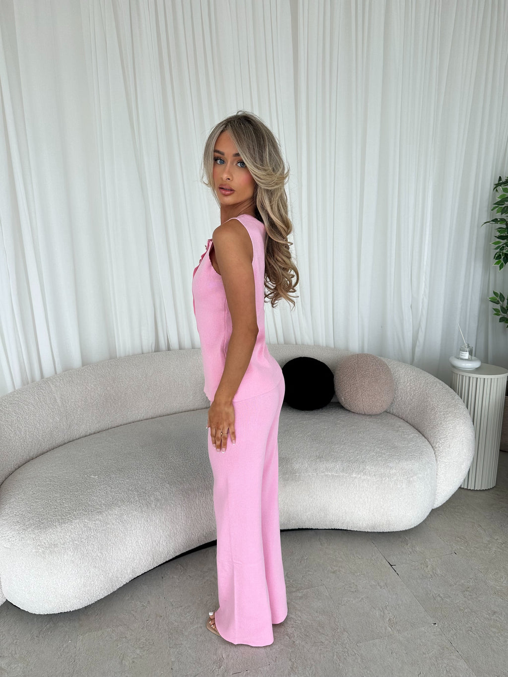 ESME Premium Knit Waistcoat Two Piece Pink