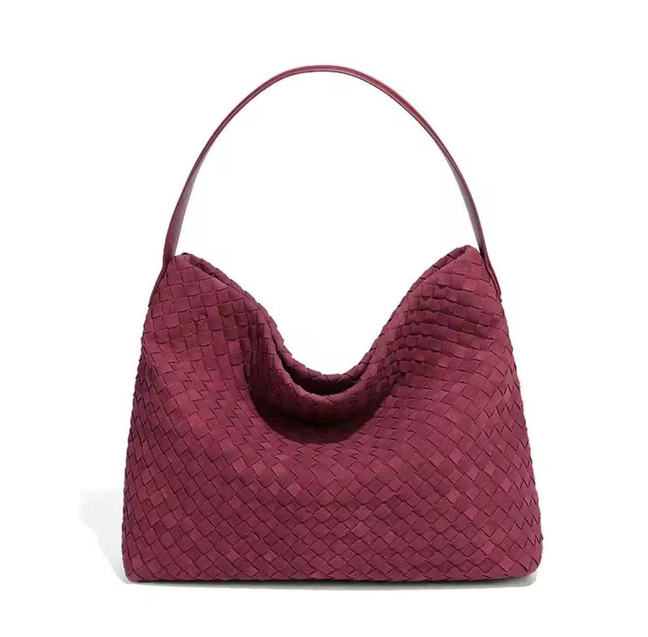 The Woven Tote Faux Suede Burgundy