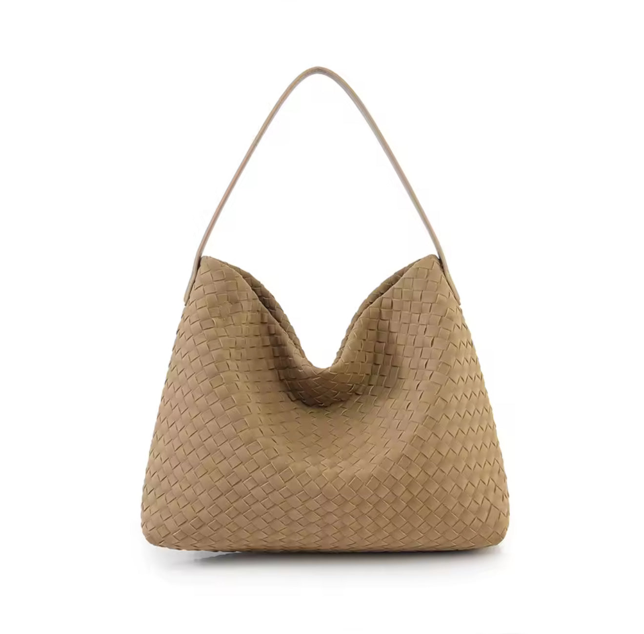 The Woven Tote Faux Suede Stone Beige