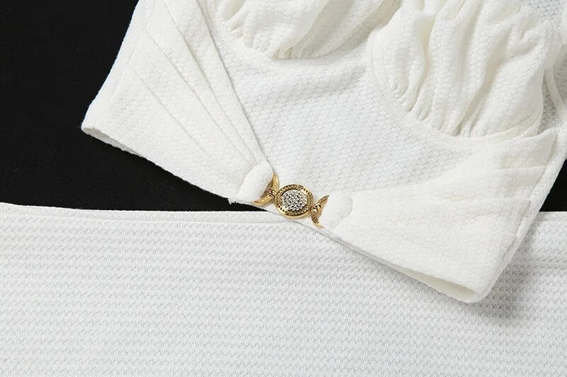 CHERISE Gold Detail Textured Knit Two Piece Lounge Set