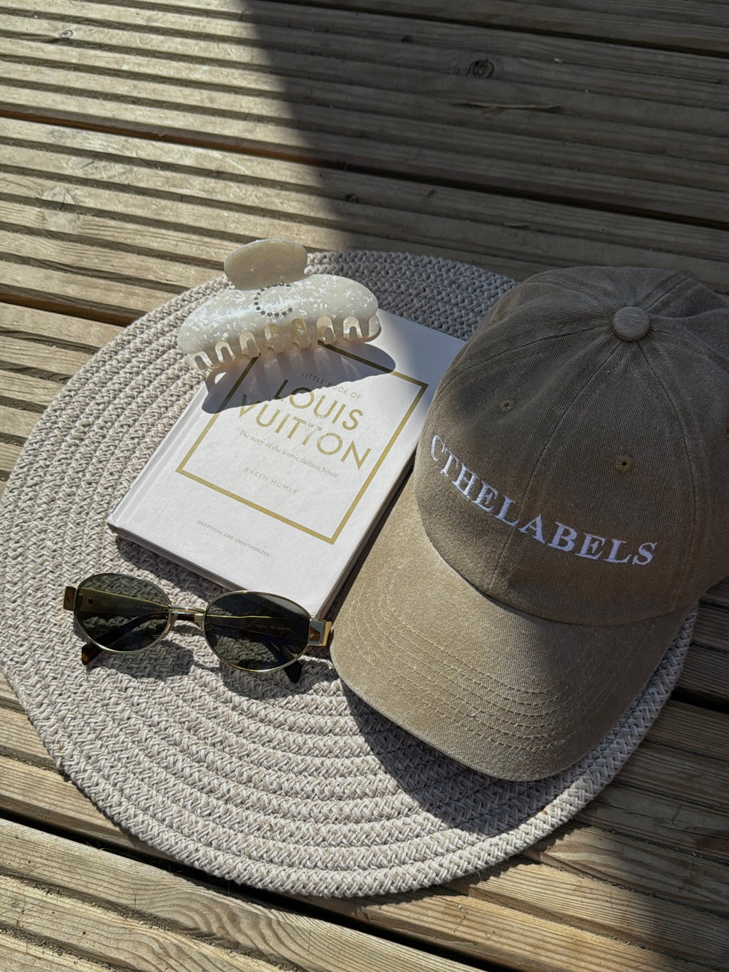 Distressed Denim Look Cap Washed Stone Beige