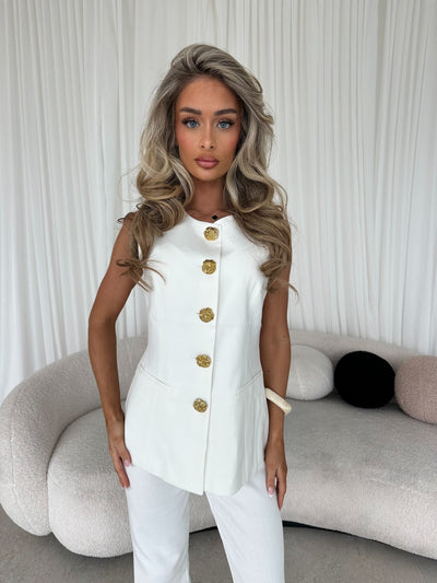 CINDY Gold Hardware Detail Tailored Longline Waistcoat