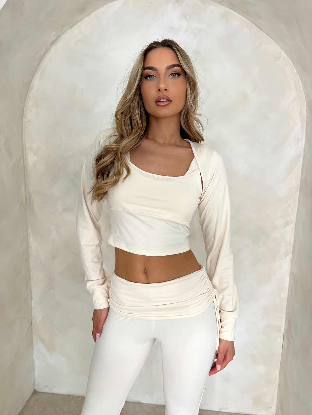 Ivory Premium 3 Piece Fold Over Yoga Set