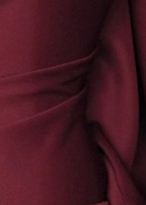 ASHA Bespoke Ruched Sleeve Mini Dress Burgundy