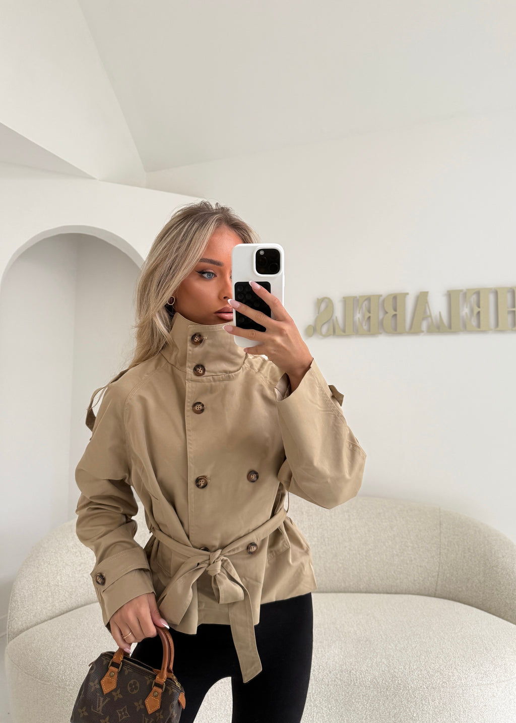 FAITH Button High Collar Detail Trench Jacket