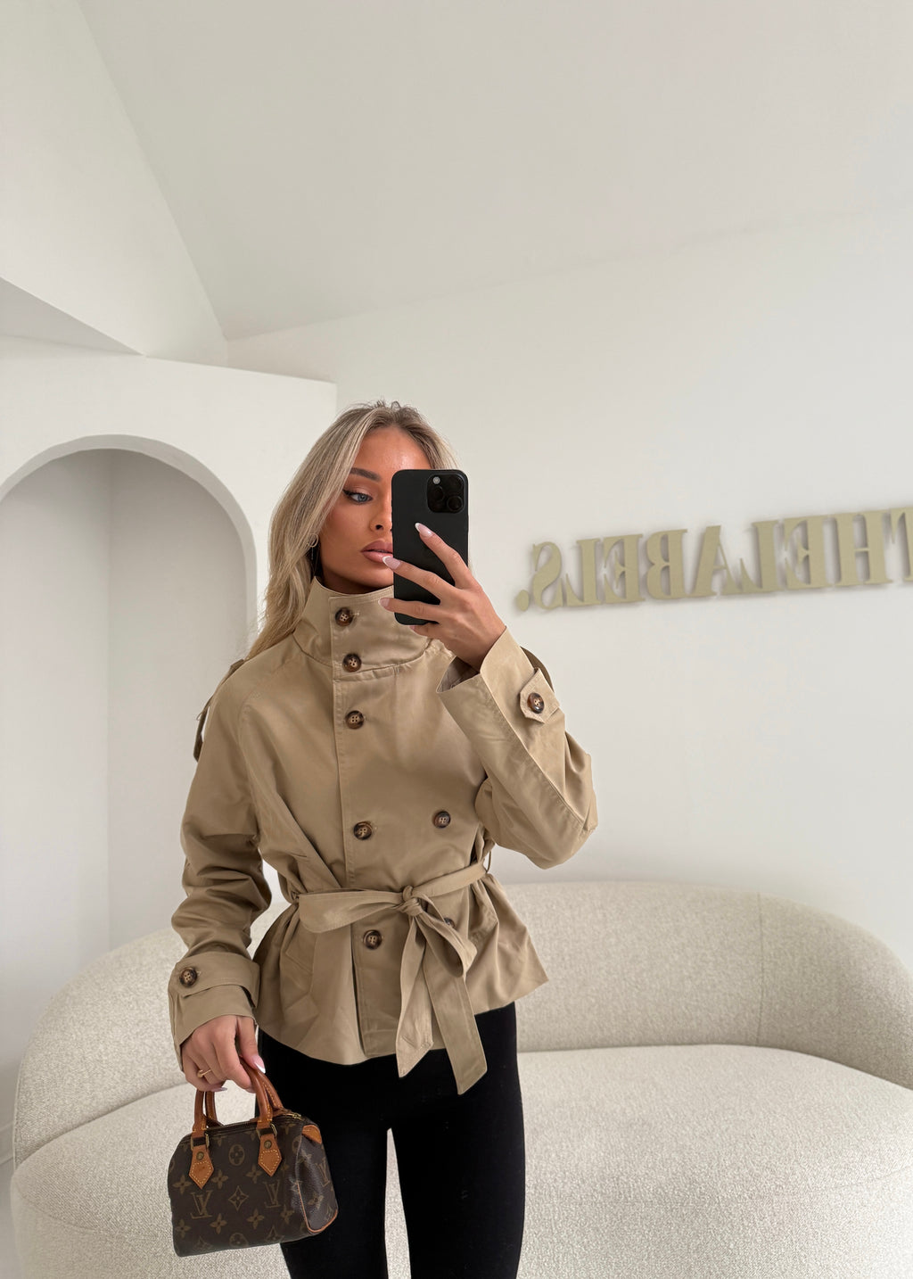 FAITH Button High Collar Detail Trench Jacket