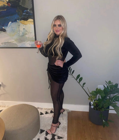 AURORA Mesh Velvet Two Piece Jumpsuit