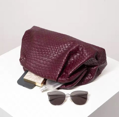 The Weave Clutch Burgundy