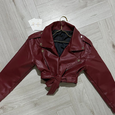 MONTANA Cherry Red Cropped Biker Jacket