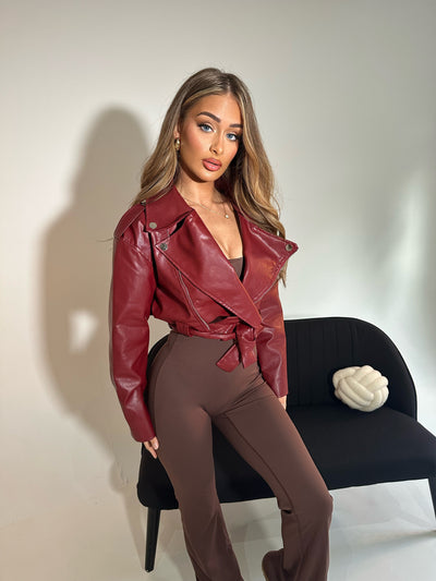 MONTANA Cherry Red Cropped Biker Jacket