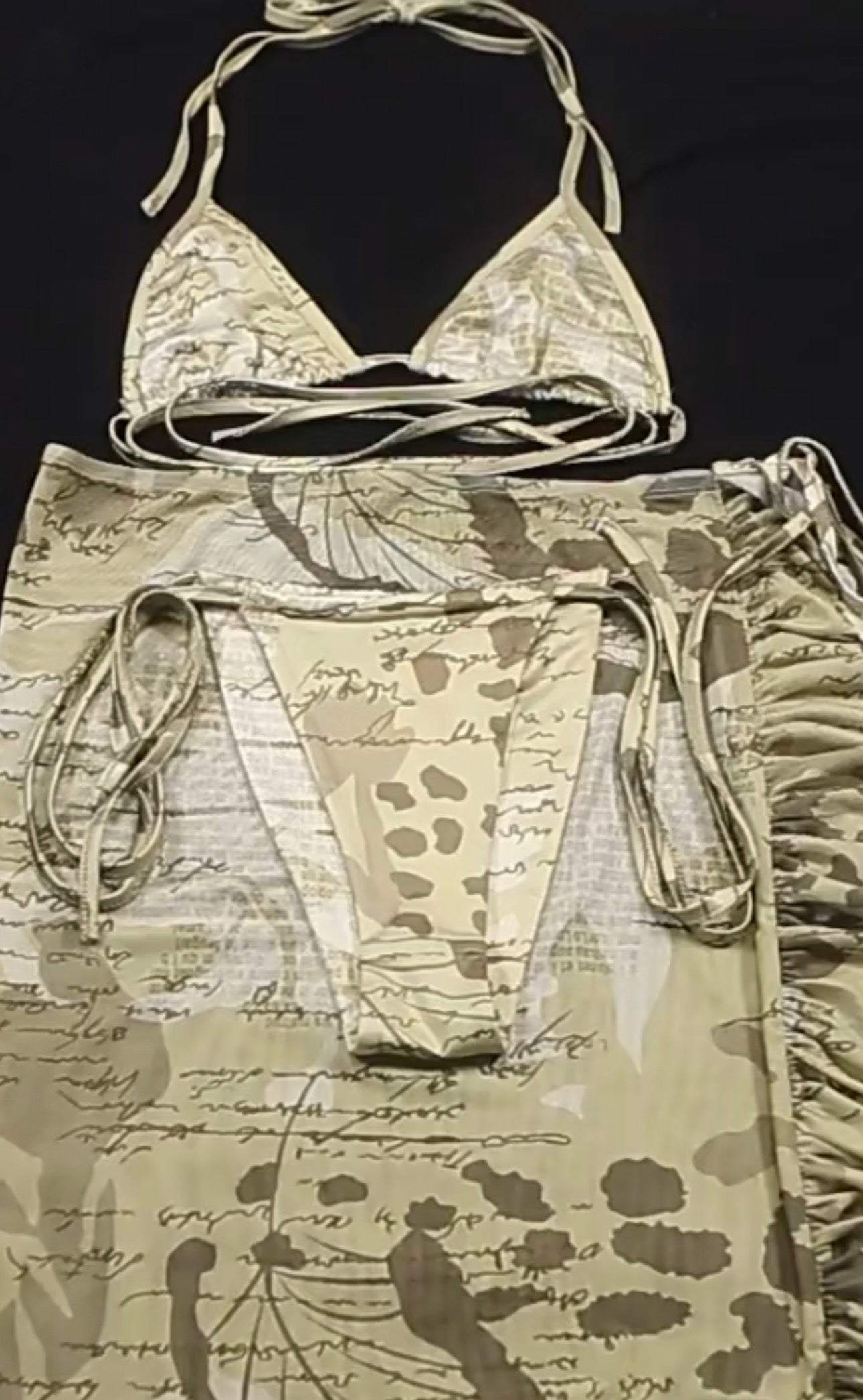 SAFARI 3 Piece Ruffle Maxi Skirt Bikini Set