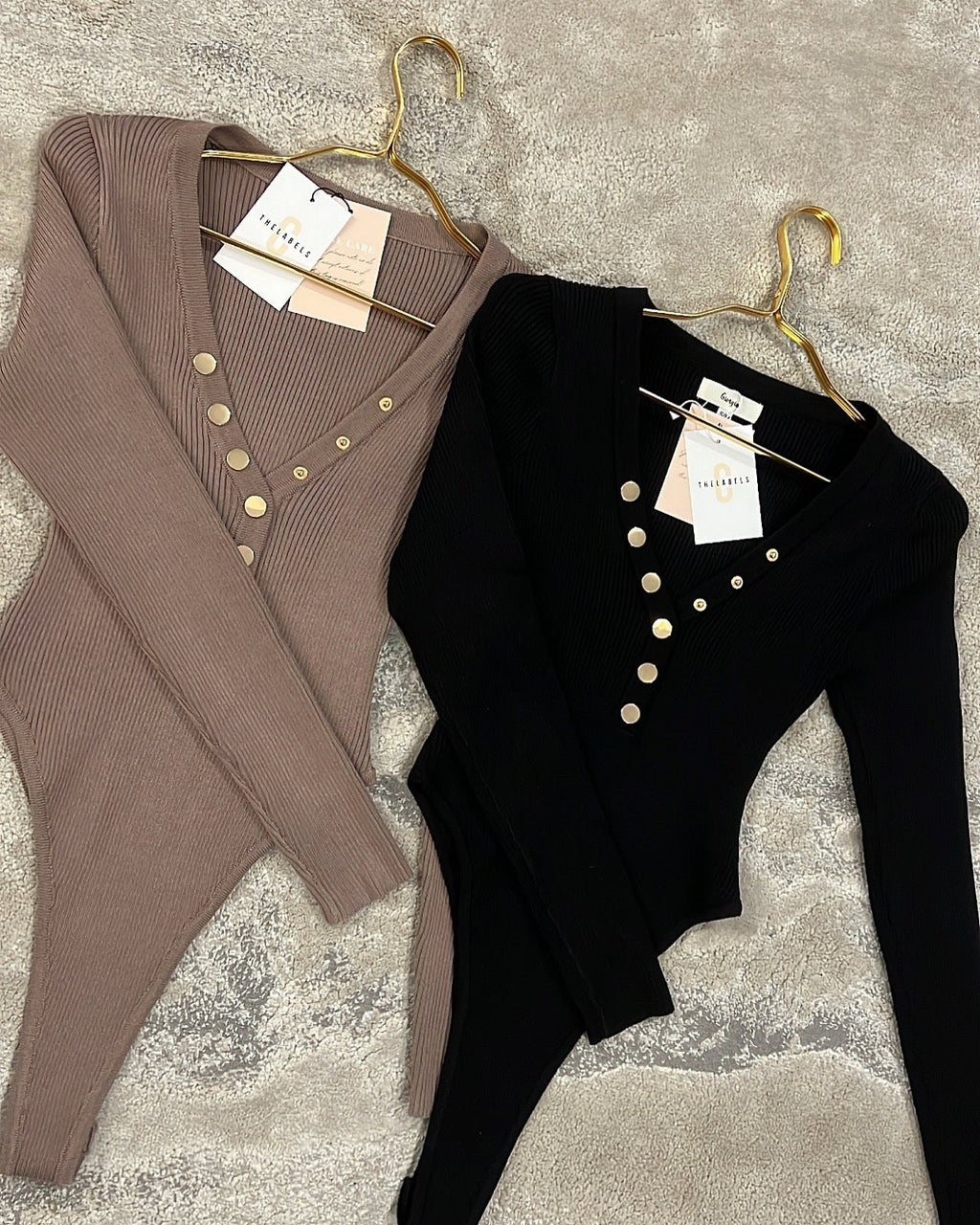 POLLIE Premium Knit Longsleeve Bodysuit Black