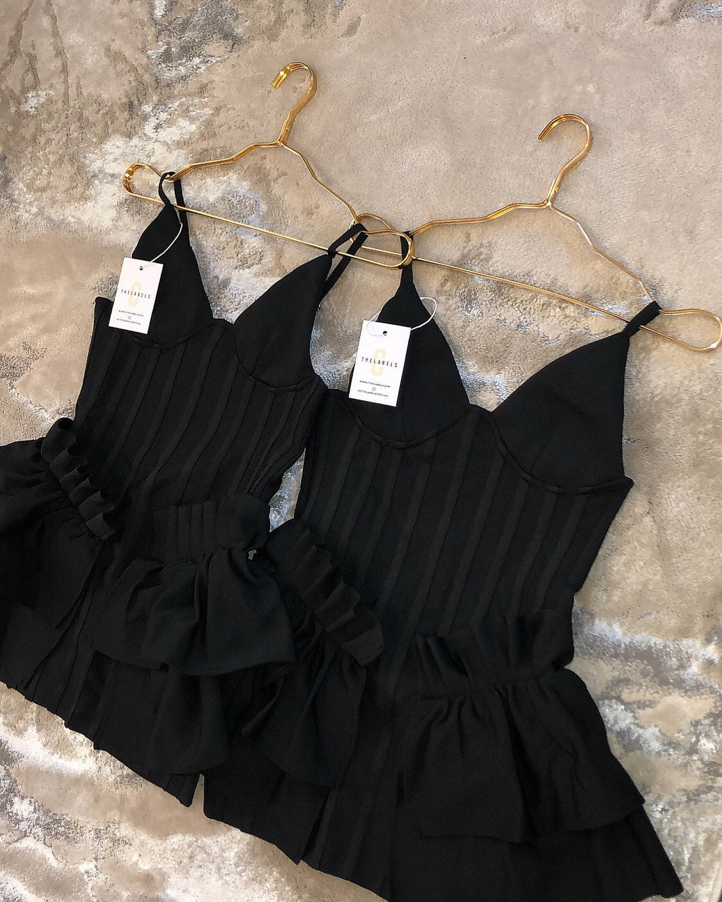 EBONY Premium Bandage Frill Bodycon Dress