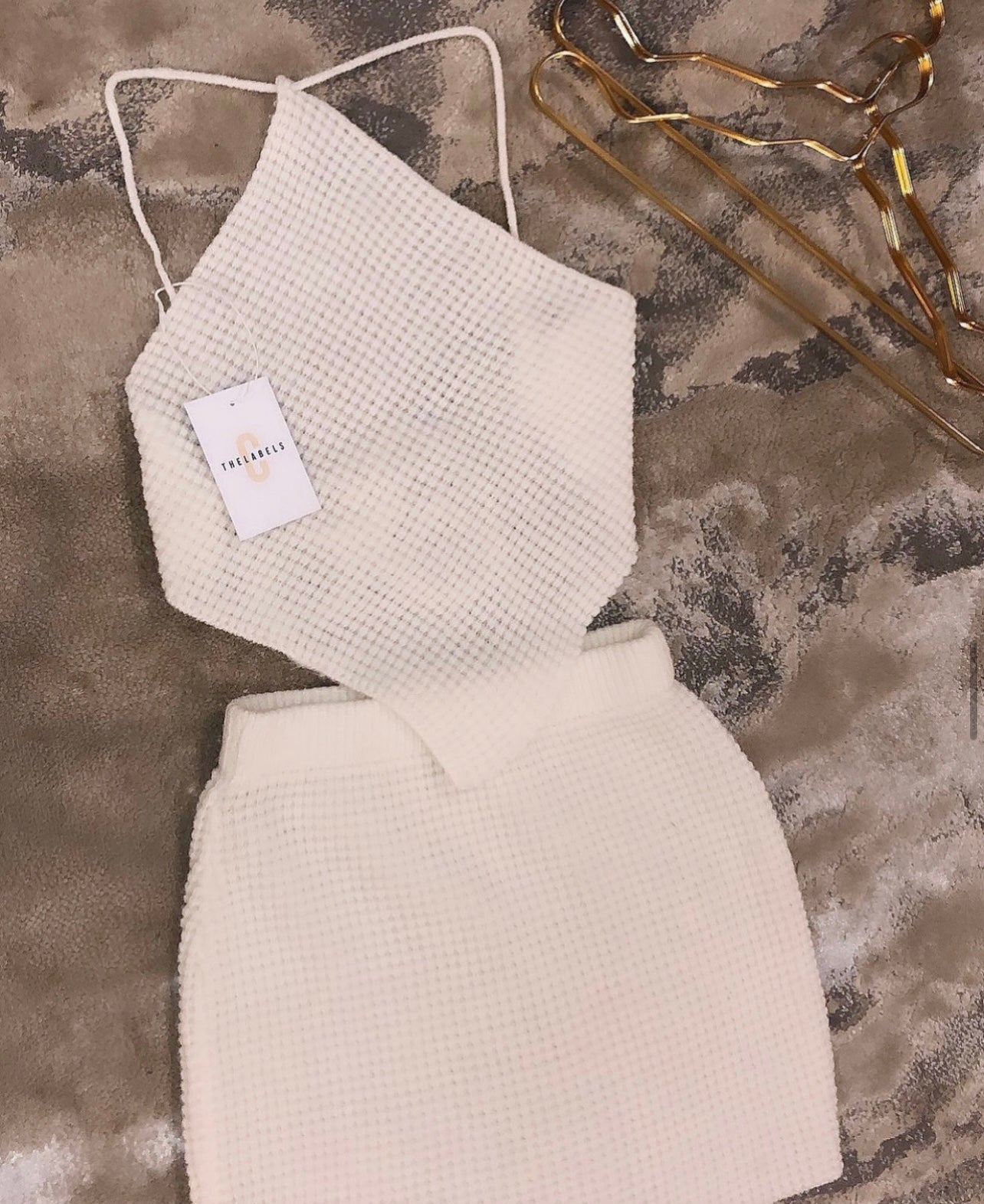 MIAMI Knit White Halterneck Two Piece