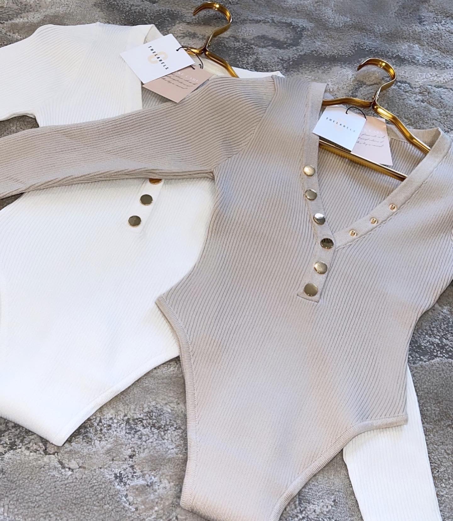 POLLIE Premium Knit Longsleeve Bodysuit Nude