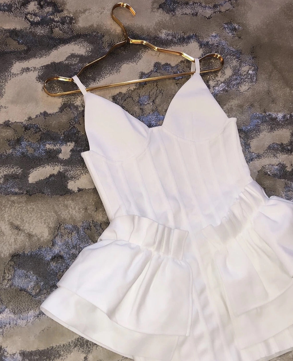 IVORY Premium Bandage Frill Bodycon Dress