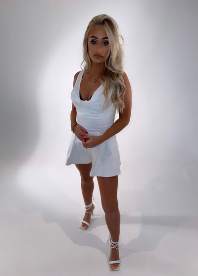 FLOREN Flowing PU Coated Shorts White
