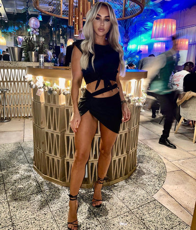 LAVITA Tie Detail Cut Out Twist Two Piece Black