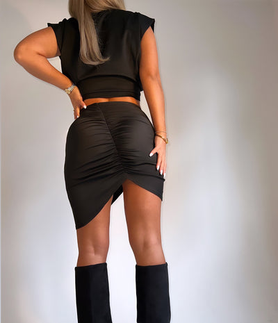 LAVITA Tie Detail Cut Out Twist Two Piece Black